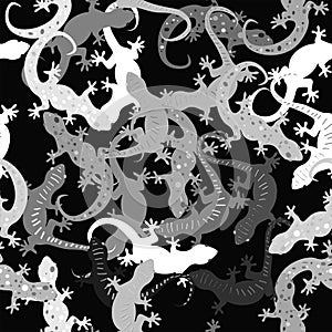 Cute Black And White Cartoon Lizard Vector Kids Pattern Seamless photo
