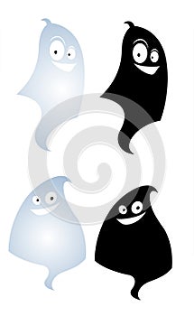 Cute Black & White Ghosts