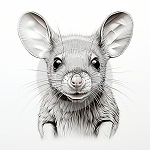 Cute Black And White Mouse Image With Hyperrealistic Details