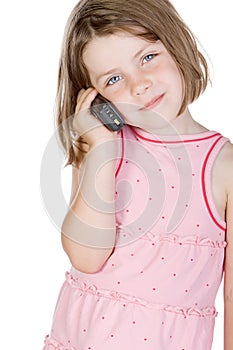 Cute Blonde Child Talking on the Phone