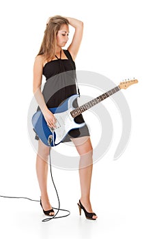 Cute blonde girl with guitar