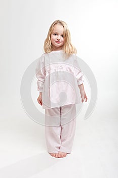 Cute blonde kid in her pajamas