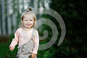 Cute Blonde Kid Smile Summertime Outdoors Bokeh