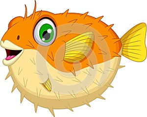 Cute Blowfish or diodon holocanthus cartoon