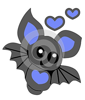 Cute Blue Baby Bat on a white or transparent background