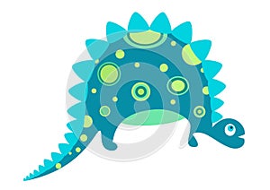 Cute Blue Baby Dinosaur Cartoon Character Vector Illustration