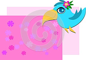 Cute Blue Bird with Floral Board