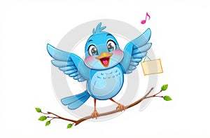 A Cute Blue Bird With A Poster At 9-12-2024