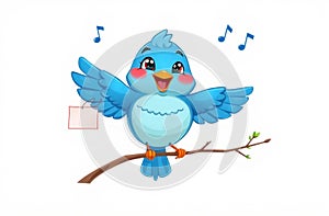 A Cute Blue Bird With A Poster At 9-12-2024