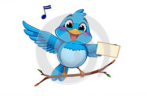 A Cute Blue Bird With A Poster At 9-12-2024