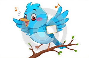 A Cute Blue Bird With A Poster At 9-12-2024