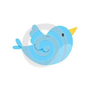 Cute blue bird. Vector illustration in flat style