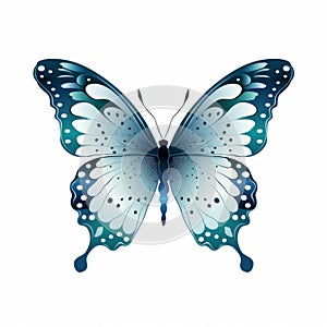 Cute Blue Butterfly Silhouette Vector Drawing