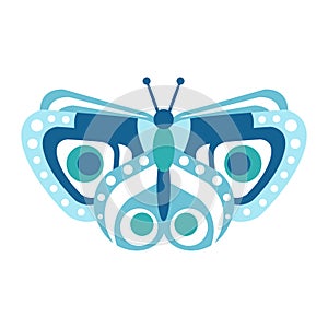 Cute blue butterfly vector Illustration
