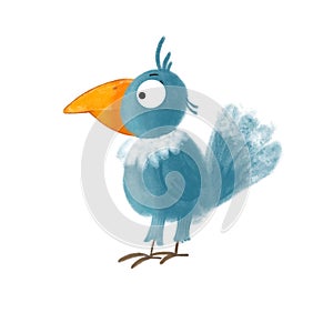 A Cute Blue Cartoon Bird . Digital illustration.