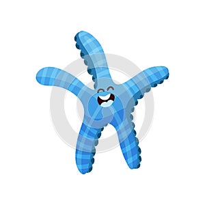 Cute blue cartoon starfish character, invertebrate sea animal cartoon vector Illustration