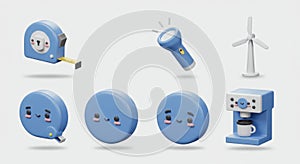 Cute Blue 3D Objects