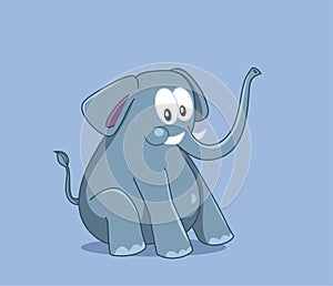 Cute Blue Elephant Vector Cartoon Character Design