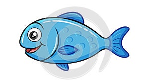 Cute Blue Fish Cartoon. Ocean, Sea, Animal, Aquatic, vector design Generative AI photo