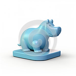 Cute Blue Hippo Statue: A Critique Of Consumer Culture In Toyism Style