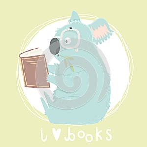 Cute blue koala hand drawn illustration