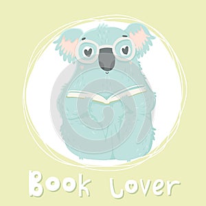 Cute blue koala hand drawn illustration