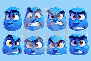 cute blue monster. A cartoon character. Illustration