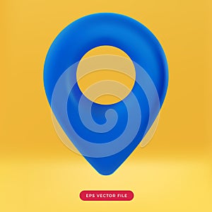 cute blue pin map gps navigation 3d. icon 3d render. mesh vector