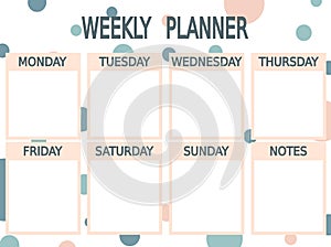 Cute blue pink printable weekly planner with circles