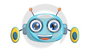 Cute Blue Robot Character Head Icon, vector design Generative AI