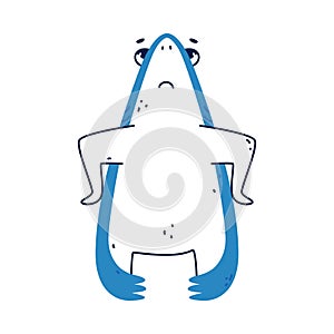 Cute Blue Shark as Sea Animal with Fins on Hips Looking Up Vector Illustration