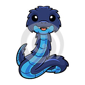 Cute blue spiny bush viper cartoon