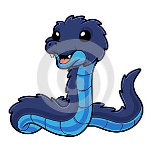 Cute blue spiny bush viper cartoon