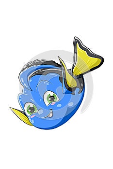 Cute blue tang fish design animal cartoon