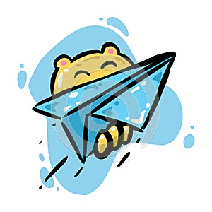 Cute blue telegram icon illustration