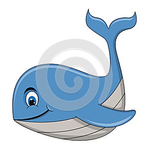 Cute blue whale cartoon vector illustration