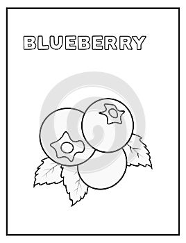 Cute blueberry black and white coloring page with name. Great for toddlers and kids any age.