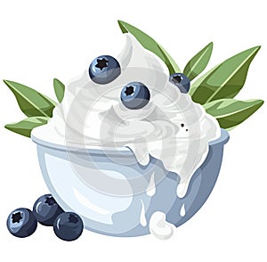 Cute blueberry bowl with cream