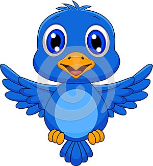 Cute bluebird cartoon flying