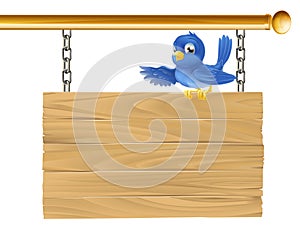 Cute bluebird hanging sign photo