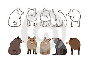 Cute boars border set photo