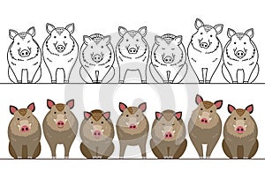 Cute boars border set photo