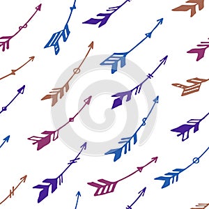 Cute boho arrows graphic seamless ornament. Ethnic apache design. Indigenous indian motif. Bohemian