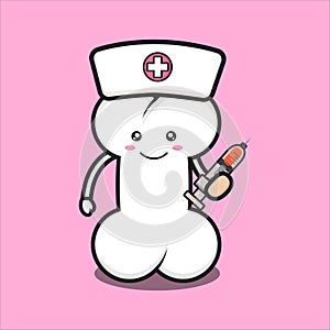 cute bone mascot as a nurse