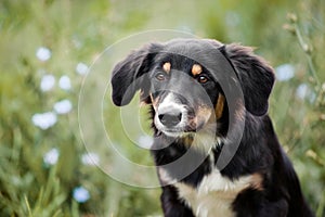 Cute border collie puppy portrait