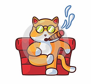 cute boss cat with cigarette