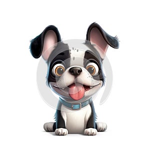 Cute Boston Terrier dog - generative AI, AI generated photo