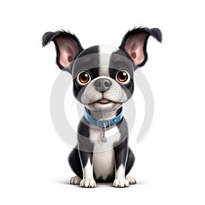 Cute Boston Terrier dog - generative AI, AI generated photo