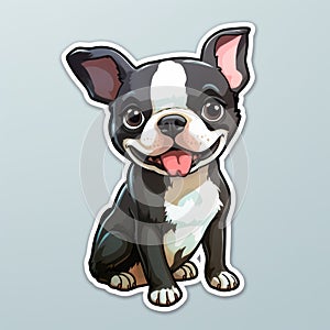 Cute Boston Terrier Stickers - Aggressive Digital Illustration
