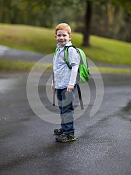 Cute boy with backpack